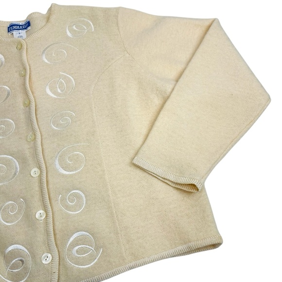 Vintage Pendleton Cardigan Womens Large Cream Wool Blend Embroidered - Picture 7 of 14